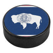 Patriottische hockey puck met vlag van Wyoming (3/4)