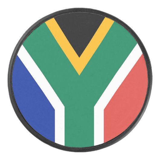 Patriottische hockey puck met Zuid-Afrikaanse vlag (Voorkant)