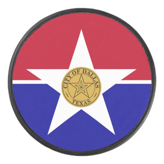 Patriottische hockeypuck met vlag van Dallas Hockey Puck (Voorkant)