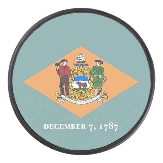 Patriottische hockeypuck met vlag van Delaware Hockey Puck (Voorkant)