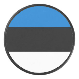 Patriottische hockeypuck met vlag van Estland Hockey Puck