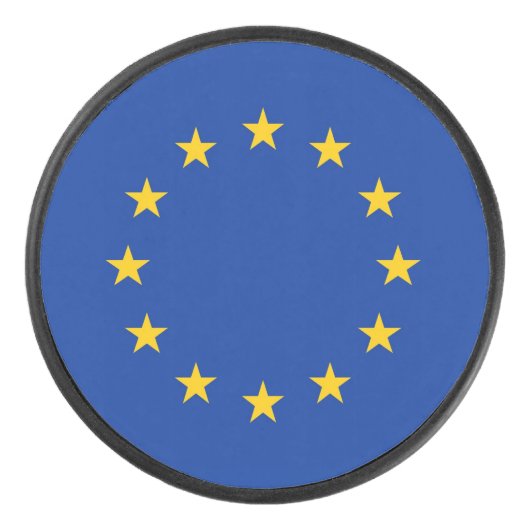 Patriottische hockeypuck met vlag van Europese Uni Hockey Puck (Voorkant)