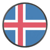 Patriottische hockeypuck met vlag van IJsland Hockey Puck (Voorkant)