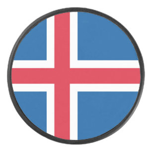Patriottische hockeypuck met vlag van IJsland Hockey Puck
