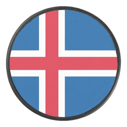 Patriottische hockeypuck met vlag van IJsland Hockey Puck (Voorkant)