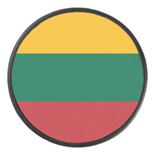 Patriottische hockeypuck met vlag van Litouwen Hockey Puck (Voorkant)