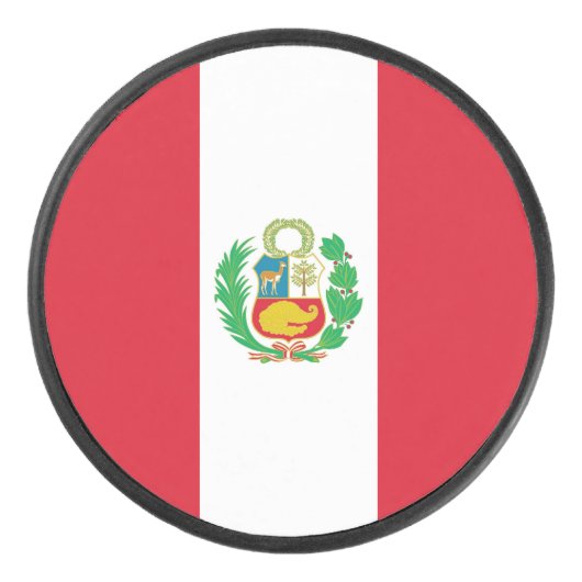 Patriottische hockeypuck met vlag van Peru Hockey Puck (Voorkant)