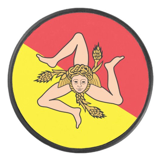 Patriottische hockeypuck met vlag van Sicilië Hockey Puck (Voorkant)