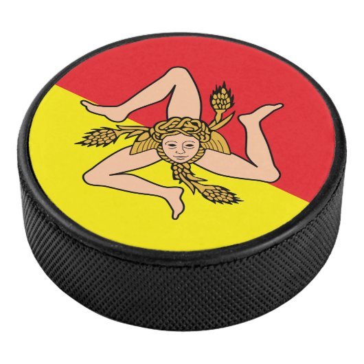 Patriottische hockeypuck met vlag van Sicilië Hockey Puck (3/4)