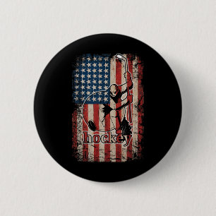 Patriottische Hockeyvlag Usa Amerikaans Voor Hocke Ronde Button 5,7 Cm