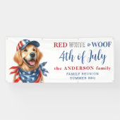 Patriottische hond 4 juli Red White & Woof Party Spandoek (Horizontaal)