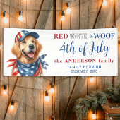 Patriottische hond 4 juli Red White & Woof Party Spandoek