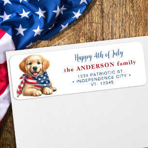 Patriottische hond 4 juli Verenigde Staten Retoura Etiket