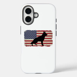 Patriottische Hond Amerikaanse Vlag Vintage iPhone 16 Hoesje