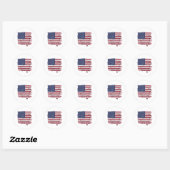 Patriottische Hond Amerikaanse Vlag Vintage Ronde Sticker (Vel)
