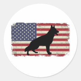 Patriottische Hond Amerikaanse Vlag Vintage Ronde Sticker