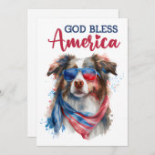 Patriottische hond-Australian Shepherd 4 juli Kaar Feestdagenkaart (Voorkant / Achterkant)