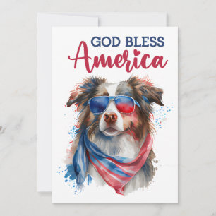 Patriottische Hond-Australian Shepherd 4 juli kaar Feestdagenkaart