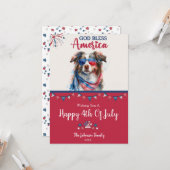 Patriottische hond-Australian Shepherd 4 juli Kaar Kaart (Voorkant / Achterkant in situ)