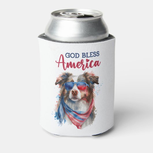 Patriottische Hond-Australische Herder Blikjeskoeler (Blikje Achterkant)