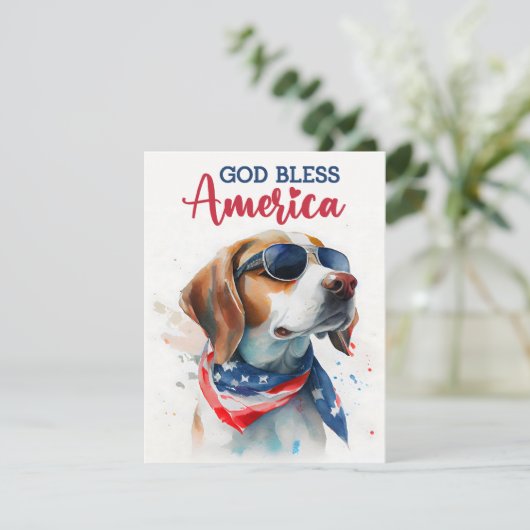 Patriottische Hond-Beagle 4 juli kaart (Staand voorkant)