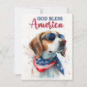 Patriottische Hond-Beagle 4 juli kaart (Voorkant)