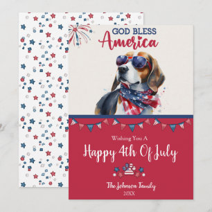 Patriottische Hond- Beagle 4 juli kaart