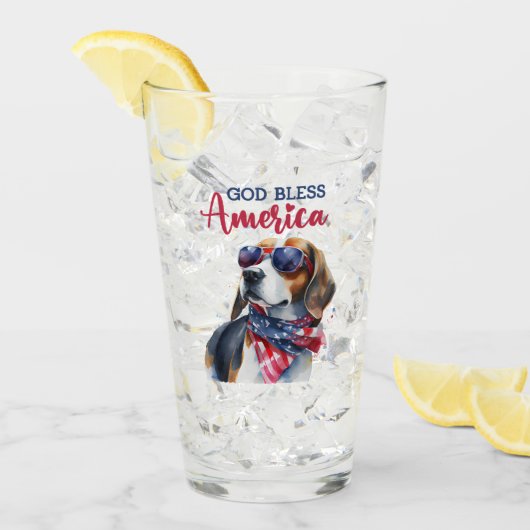 Patriottische Hond-Beagle Glas (Voorkant ijs)