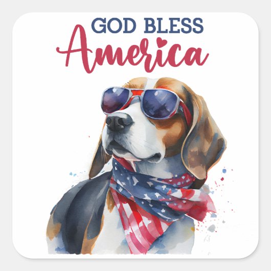 Patriottische Hond-Beagle Vierkante Sticker (Voorkant)