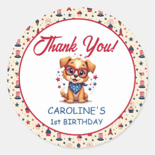 Patriottische Hond Bedankt Ronde Sticker