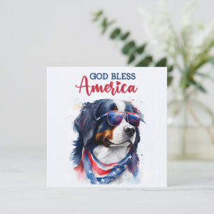 Patriottische Hond-Bernese 4 juli kaart