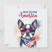 Patriottische Hond-Boston Terrier 4 juli kaart (Voorkant)