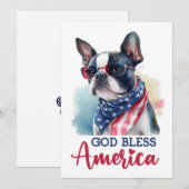 Patriottische hond - Boston Terrier 4 juli Kaart (Voorkant / Achterkant)