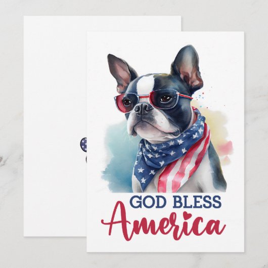 Patriottische hond - Boston Terrier 4 juli Kaart (Voorkant / Achterkant)