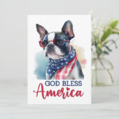 Patriottische hond - Boston Terrier 4 juli Kaart (Staand voorkant)