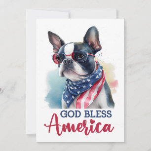 Patriottische hond - Boston Terrier 4 juli Kaart