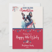 Patriottische Hond- Boston Terrier 4 juli kaart (Voorkant)