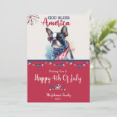 Patriottische Hond- Boston Terrier 4 juli kaart (Staand voorkant)