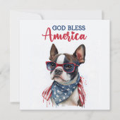 Patriottische Hond-Boston Terrier 4 juli kaart (Voorkant)