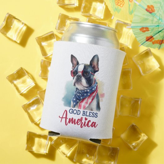 Patriottische Hond-Boston Terrier Blikjeskoeler (Insitu Zomer)