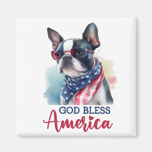Patriottische Hond-Boston Terrier Magneet (Voorkant)