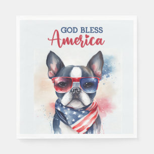 Patriottische Hond-Boston Terrier Servet