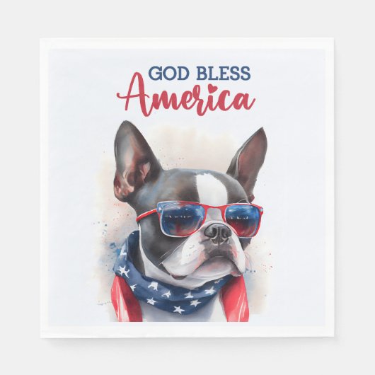 Patriottische Hond-Boston Terrier Servet (Voorkant)