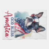Patriottische Hond-Boston Terrier Theedoek (Horizontaal)