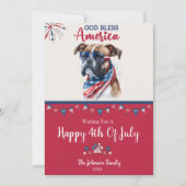 Patriottische Hond- Boxer 4 juli kaart (Voorkant)