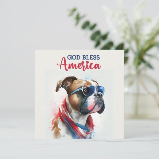 Patriottische Hond-Boxer 4 juli kaart (Staand voorkant)