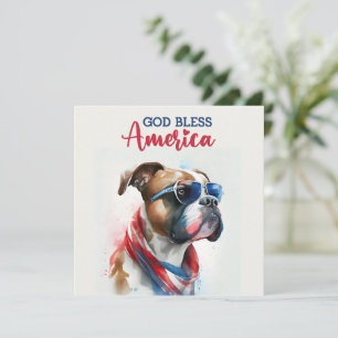 Patriottische Hond-Boxer 4 juli kaart