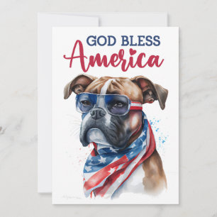 Patriottische Hond- Boxer 4 juli kaart