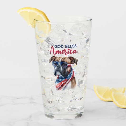 Patriottische Hond-Boxer Glas (Voorkant ijs)