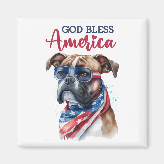 Patriottische Hond-Boxer Magneet (Voorkant)